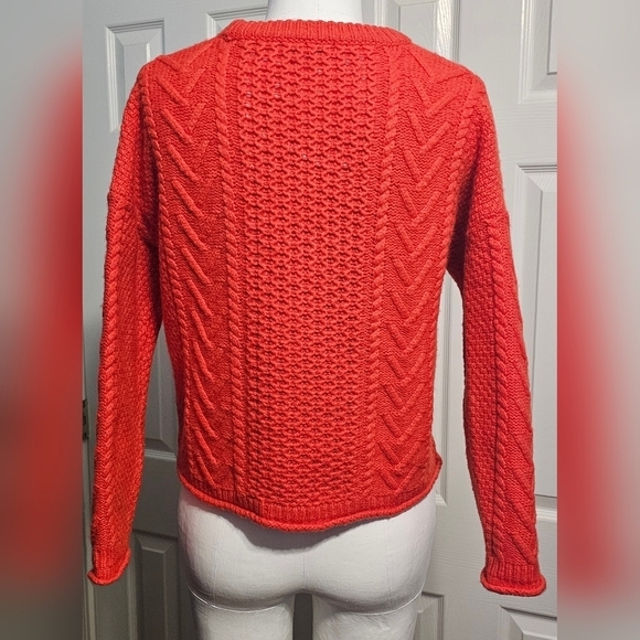 Madewell Merino Wool-Blend Cable Knit Crew Neck Academia Sweater Sz M - Picture 4 of 6